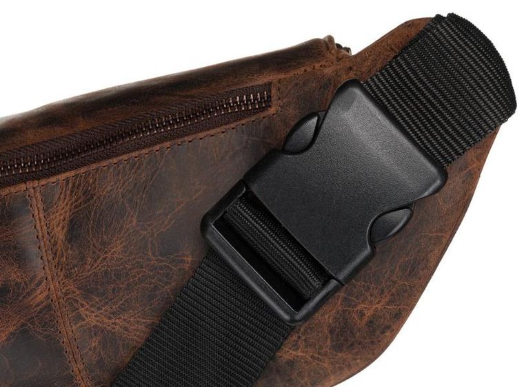 Saszetka na biodro, nerka, brązowa, skórzana, Peterson