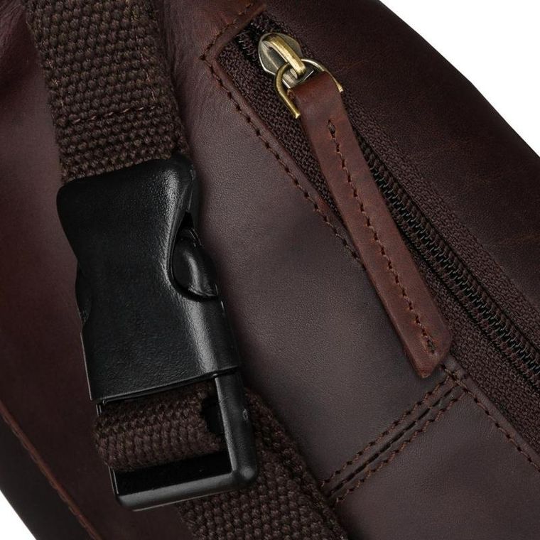 Saszetka na biodro, nerka, brązowa, skórzana, Peterson