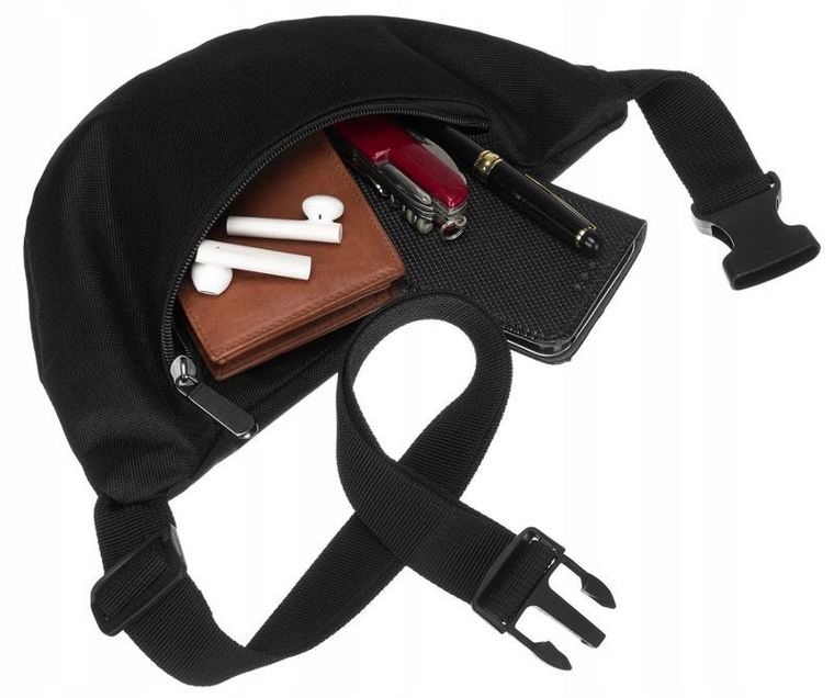 Saszetka na biodro, nerka, czarna