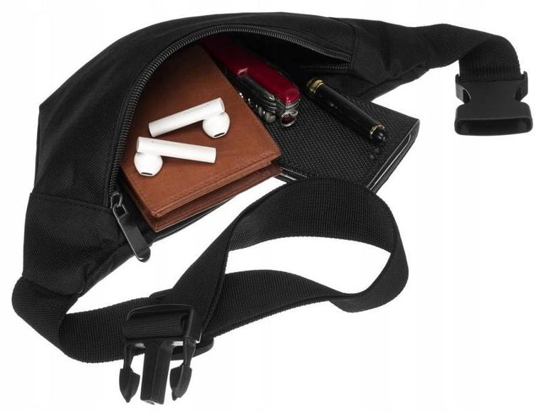 Saszetka na biodro, nerka, czarna