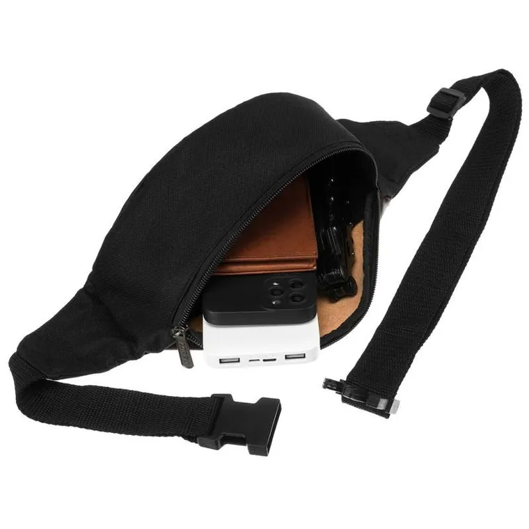 Saszetka na biodro, nerka, czarna, Loren