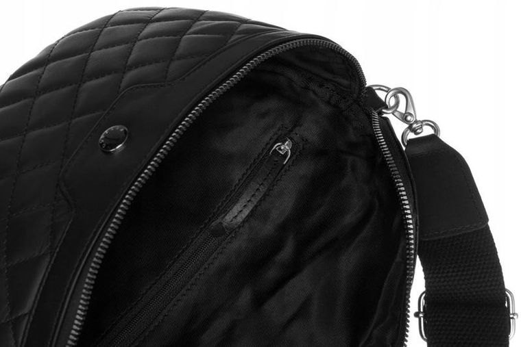 Saszetka na biodro, nerka, czarna, skórzana, Peterson