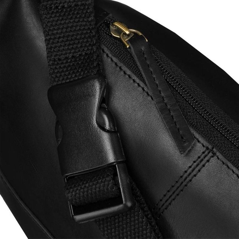 Saszetka na biodro, nerka, czarna, skórzana, Peterson