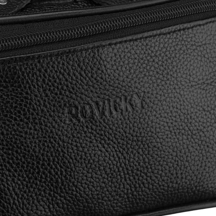 Saszetka na biodro, nerka, czarna, skórzana, Rovicky