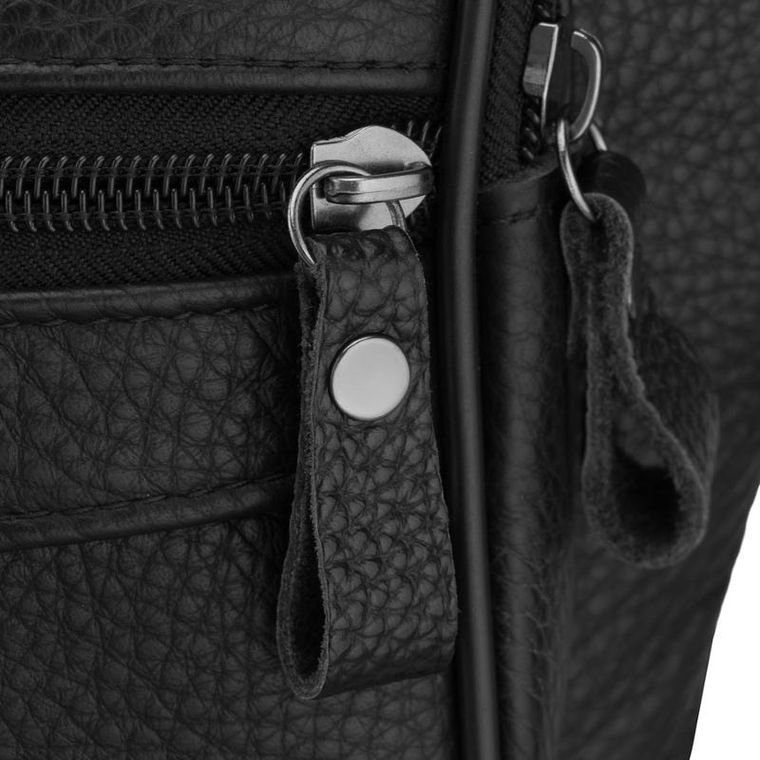 Saszetka na biodro, nerka, czarna, skórzana, Rovicky