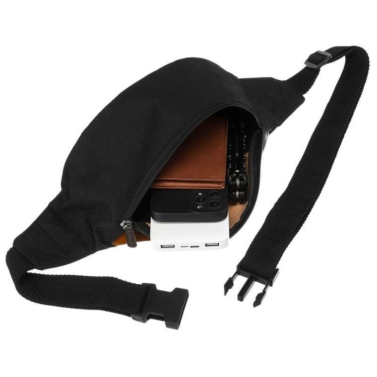 Saszetka na biodro, nerka, czarno-brązowa, Loren