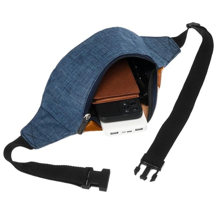 Saszetka na biodro, nerka, niebiesko-brązowa, Loren