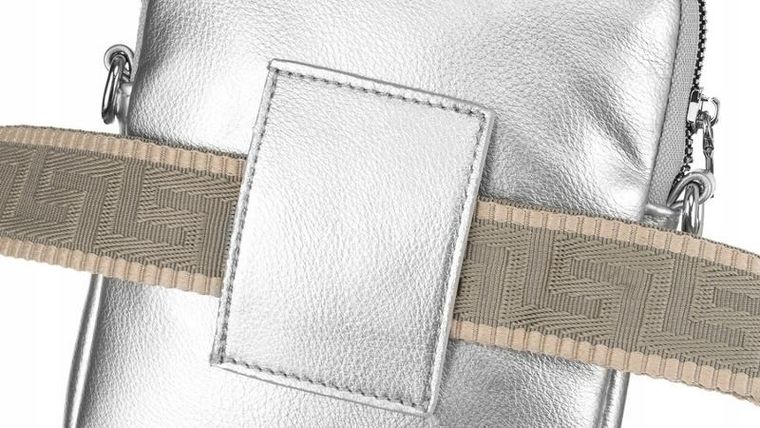 Saszetka na ramię, srebrna, skóra ekologiczna, Rovicky