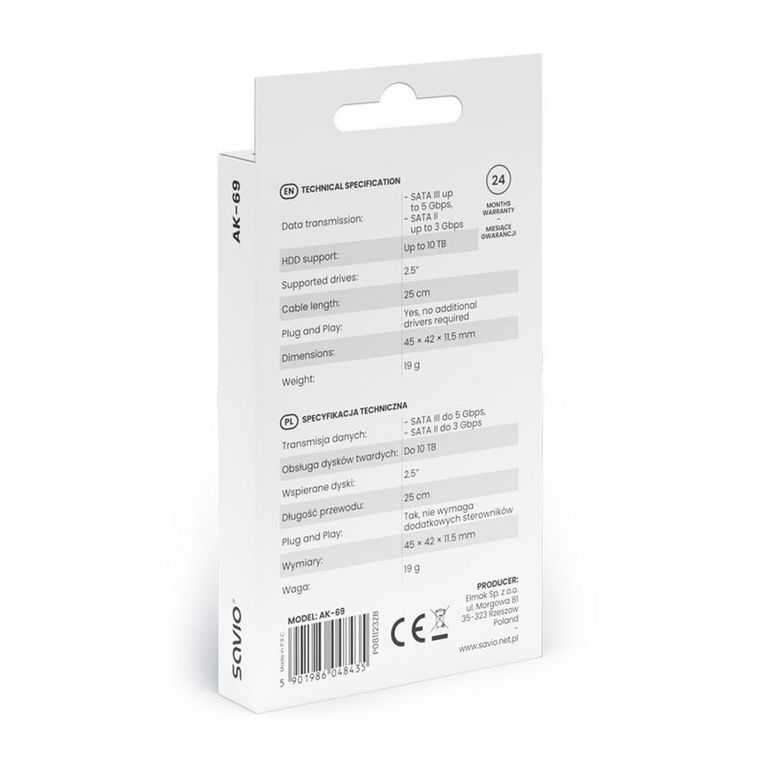 Savio, adapter USB-C 3.1 do dysków 2.5"