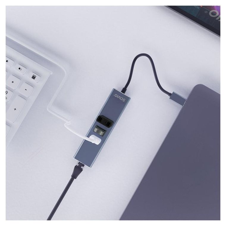Savio, hub USB-A z adapterem, RJ-45