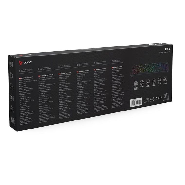Savio, Styx, klawiatura mechaniczna, outemu, niebieski,, Hot Swap, RGB