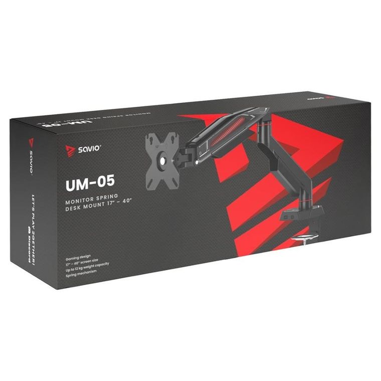 Savio, uchwyt biurkowy na monitor, 17"-40" 2-11 kg, na sprężynie, UM-05