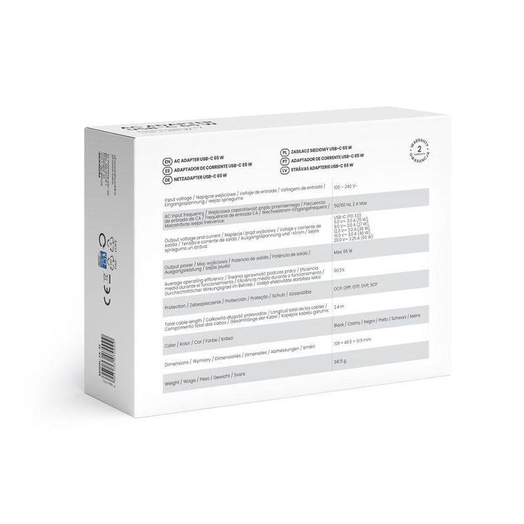 Savio, zasilacz sieciowy, USB-C, 65W, ZA-01