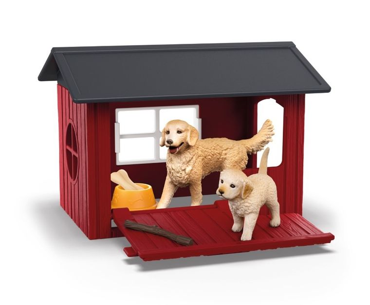 Schleich, Farm World, Buda dla psa z Golden Retrieverem, zestaw, 42722