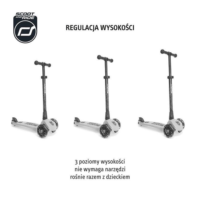 Scoot & Ride, Highwaykick 3 LED, hulajnoga składana ze świecącymi kółkami, Rose