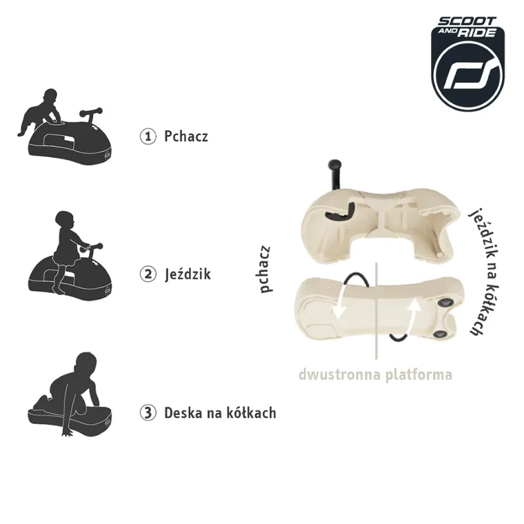 Scoot & Ride, My First, ewolucyjny jeździk pchacz, sand, 3w1