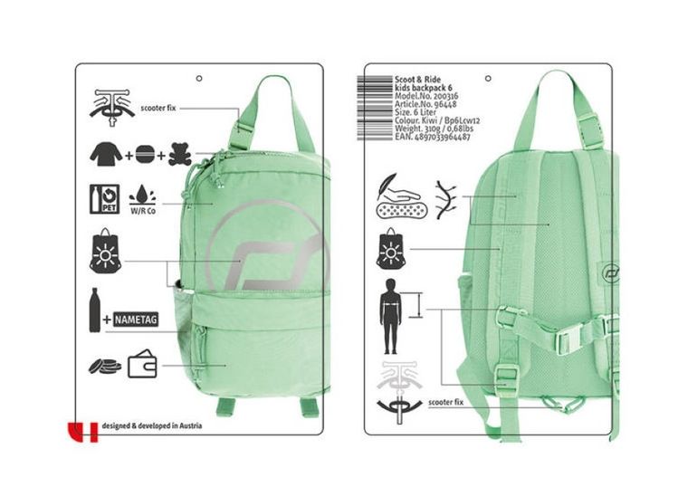Scoot & Ride, plecak na hulajnogę, Kiwi, 9l