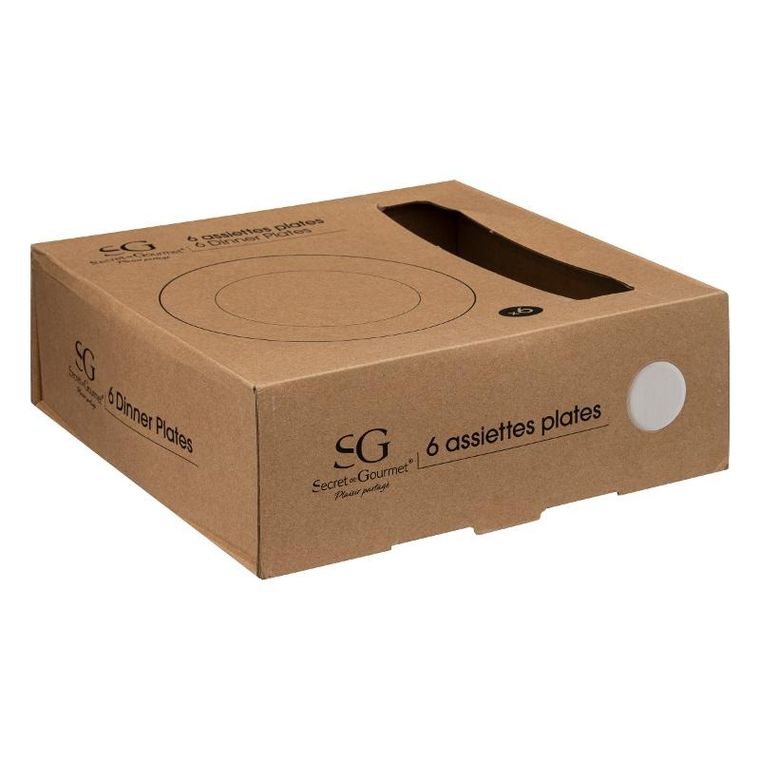 Secret de Gourmet, talerze obiadowe porcelanowe, Sublima, złota obwódka, średnica 27 cm, 6 szt.