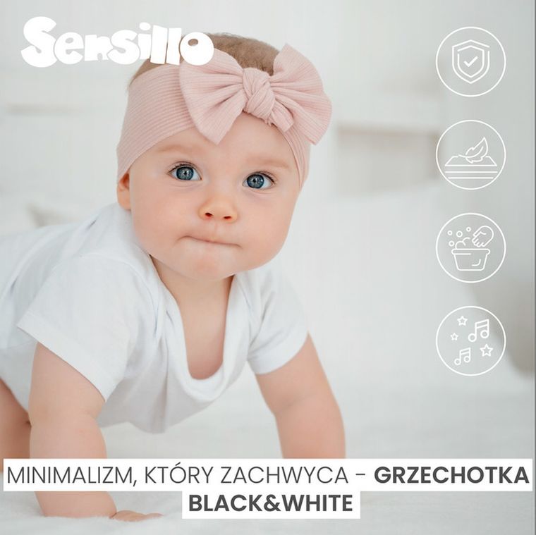 Sensillo, Black&White, miękka grzechotka, lew