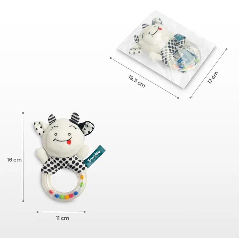 Sensillo, Black&White, miś, miękka grzechotka