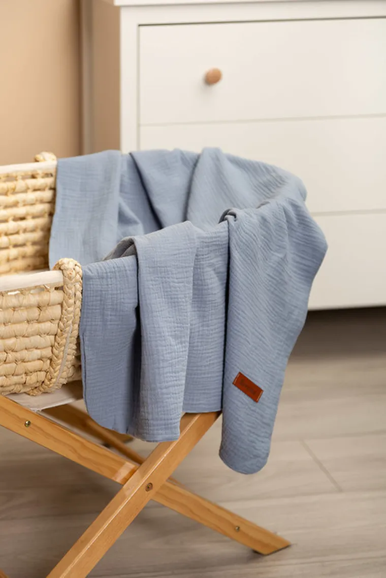 Sensillo, koc muślinowy, jeans, 75-100 cm