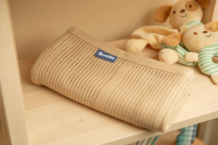 Sensillo, Lulu, koc ażurowy, beż-kawa