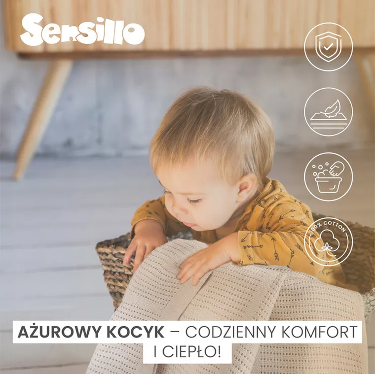 Sensillo, Moli, koc ażurowy, jasny szary, 70-110 cm