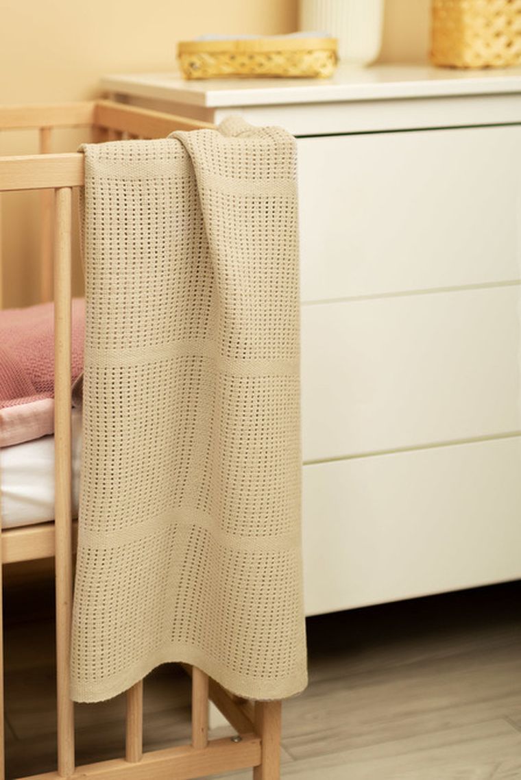 Sensillo, Moli, koc ażurowy, kawa, 70-110 cm