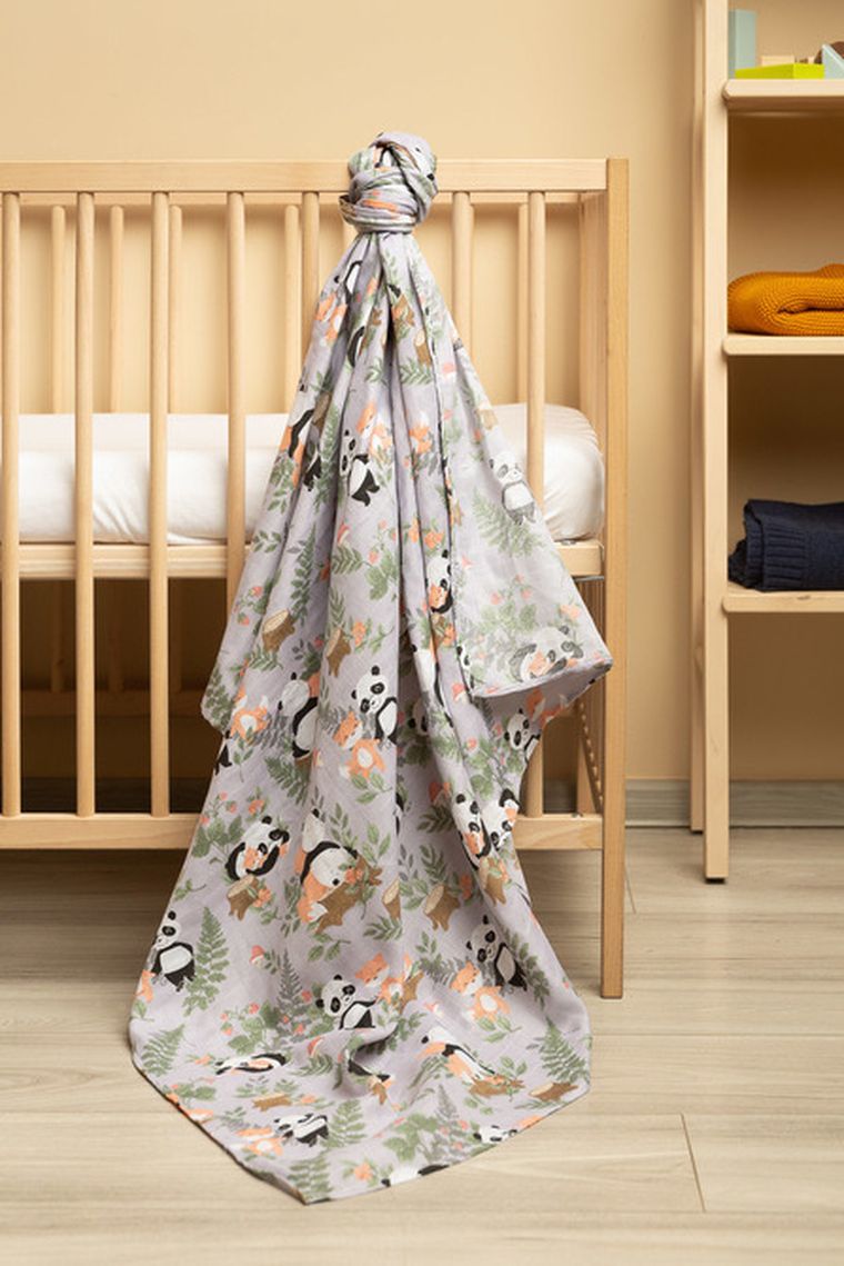 Sensillo, otulacz muślinowy, panda i lis, 120-120 cm