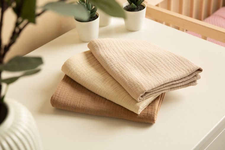 Sensillo, pielucha muślinowa, jednolita, brązowa, 60-80 cm, 3 szt.