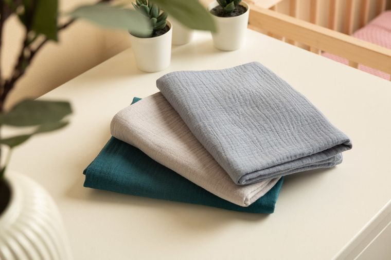 Sensillo, pielucha muślinowa, jednolita, niebieska, 60-80 cm, 3 szt.