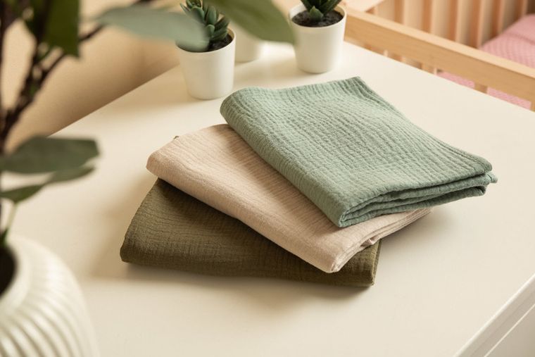 Sensillo, pielucha muślinowa, jednolita, zielona, 60-80 cm, 3 szt.