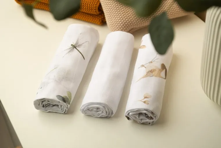 Sensillo, pieluszka muślinowa, biała, 70-80 cm, 3 szt.