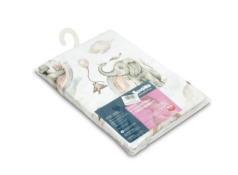 Sensillo, Słoń w chmurach, 2-częściowy komplet pościeli + prześcieradło, 100-135 cm