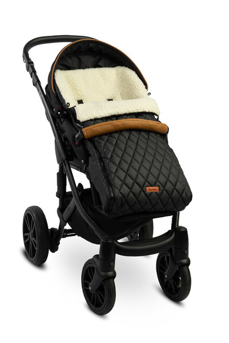 Sensillo, śpiworek do wózka z wełną, pikowany, black