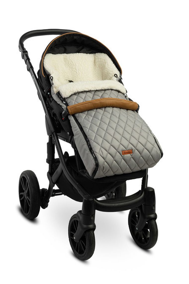 Sensillo, śpiworek do wózka z wełną, pikowany, grey