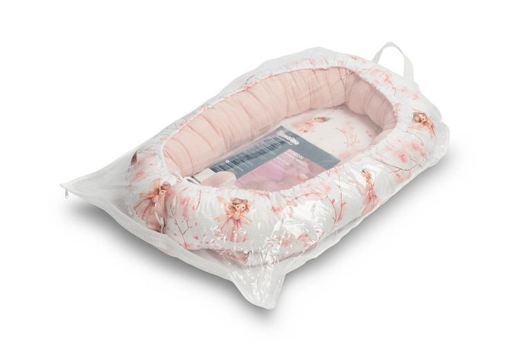Sensillo, Wróżki, gniazdko niemowlęce, kokon, muślin różowy, 80-45 cm