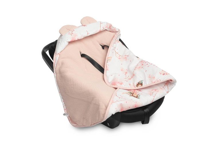 Sensillo, Wróżki, otulacz muślinowy do fotelika, różowy