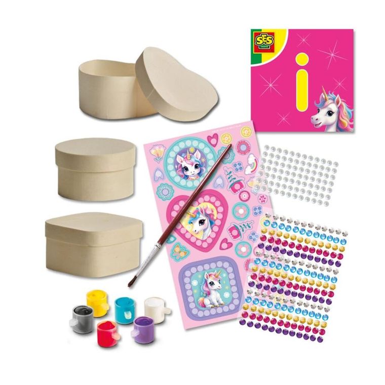 SES Creative, diamentowe malowanie pudełek na biżuterię, jednorożec