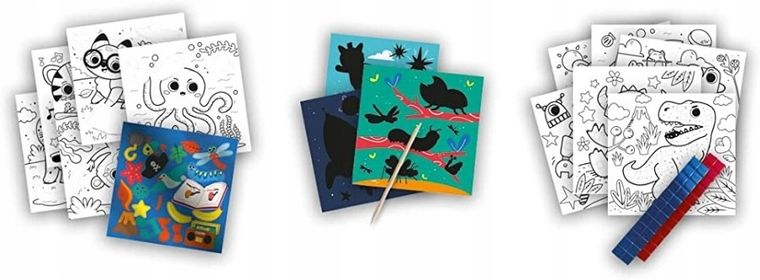 SES Creative, kolorowanka z naklejkami, 3w1, smok