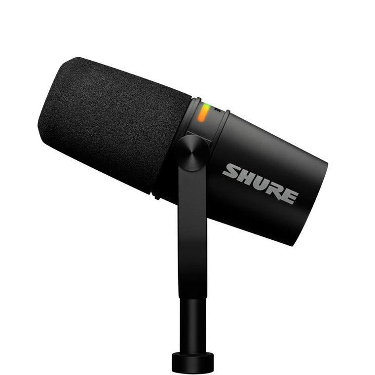 Shure, MV7+-K-BNDL, mikrofon lektorski, wokalny ze złączem XLR/USB-C, czarny + Gator, statyw biurkowy