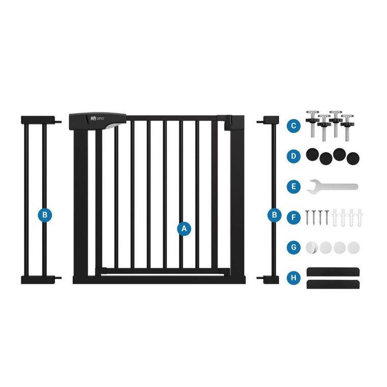 Sipo, bramka zabezpieczająca na schody, barierka ochronna, czarna
