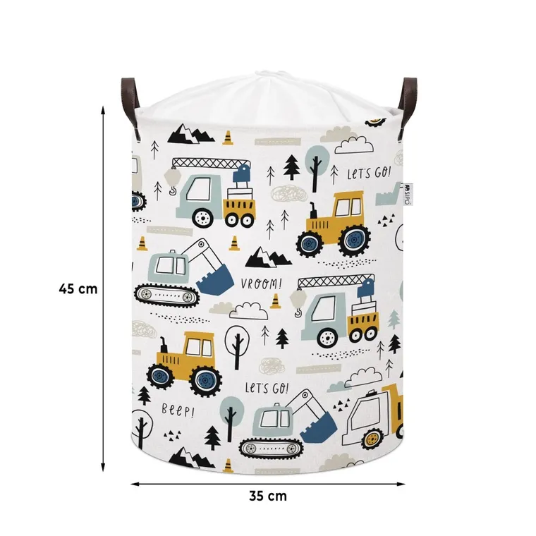 Sipo, kosz na zabawki XL, bawełniany, wodoodporny, zamykany na ściągacz, Mini autka