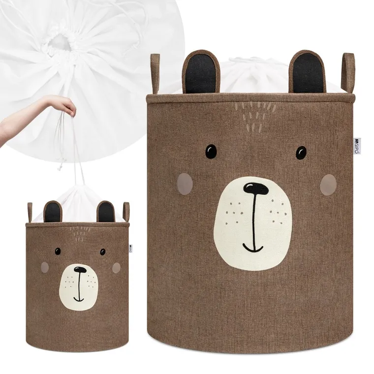 Sipo, kosz na zabawki XXL, wersja premium, zamykany na ściągacz, Brązowy miś