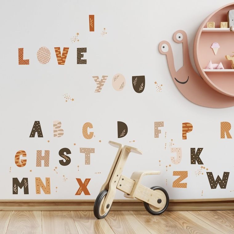 Sipo, naklejki na ścianę do pokoju dziecięcego, Alfabet boho