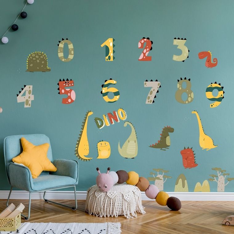 Sipo, naklejki na ścianę do pokoju dziecięcego, Alfabet dino