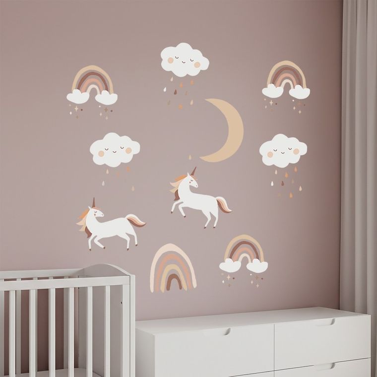 Sipo, naklejki na ścianę do pokoju dziecięcego, Jednorożce boho