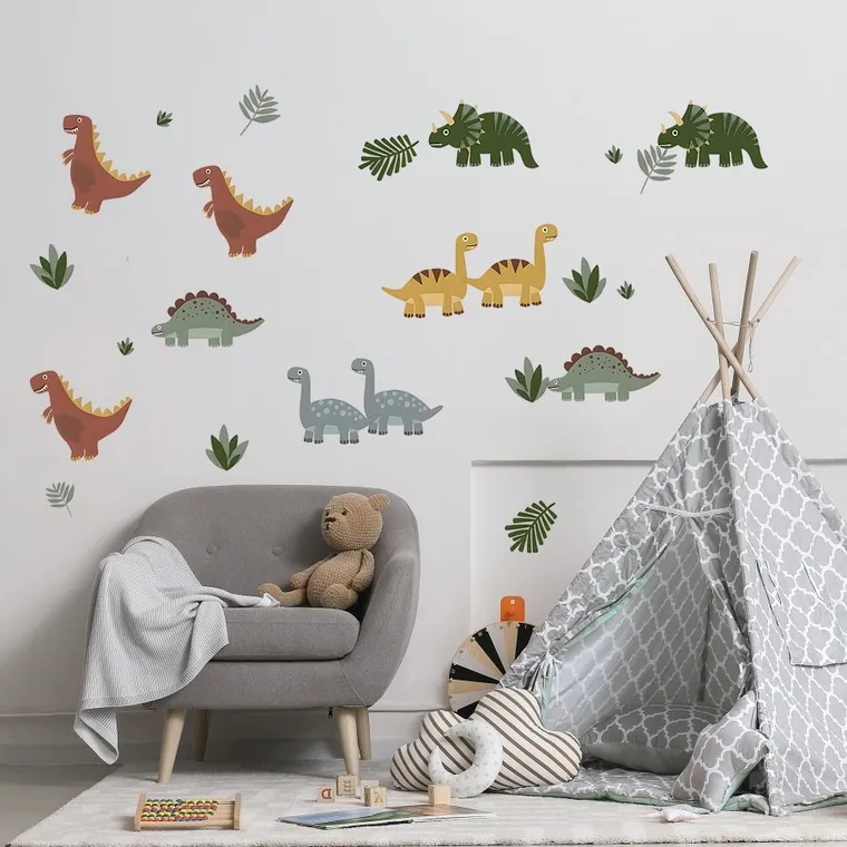 Sipo, naklejki na ścianę do pokoju dziecięcego, Mini dinozaury