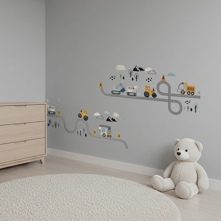 Sipo, naklejki na ścianę do pokoju dziecięcego, Traktory i ulica