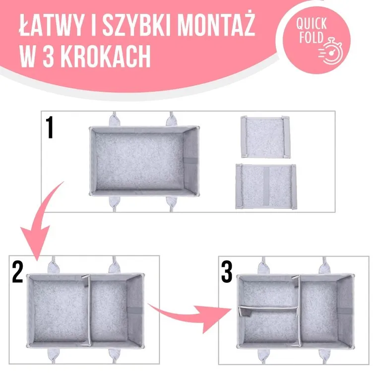 Sipo, organizer na pieluszki i akcesoria niemowlęce dla mamy i dziecka, szaro-różowy